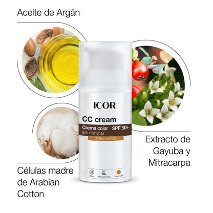 CC Cream Crema Color Antimanchas Tono Medio SPF50+