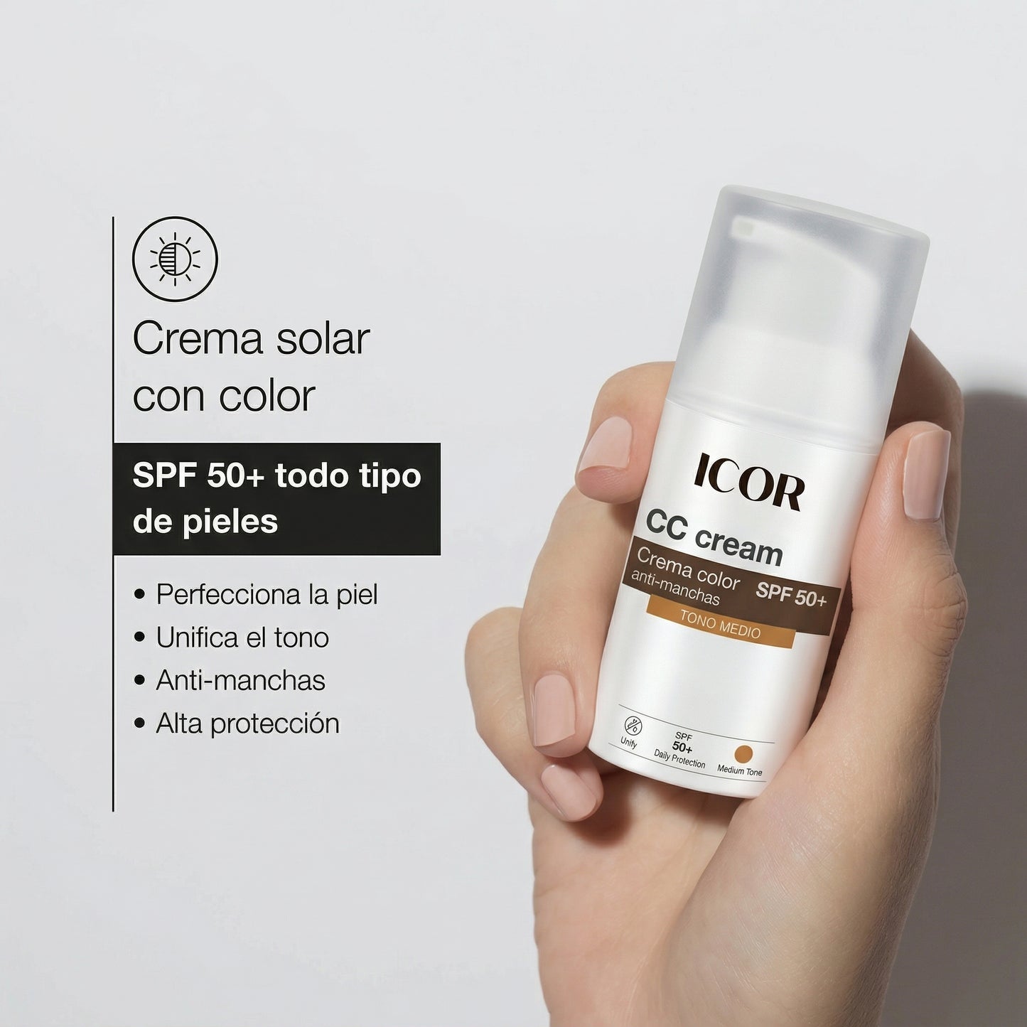CC Cream Crema Color Antimanchas Tono Medio SPF50+